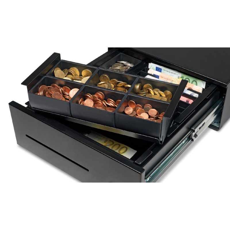 Safescan tiroir-caisse HD-3342 heavy duty, noir, 8 compartiments à pièces, 8 compartiments à billets